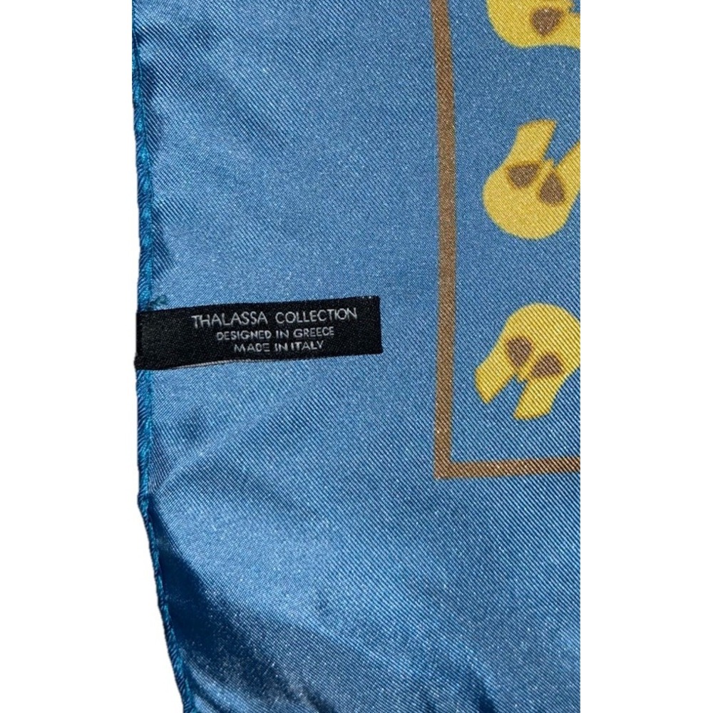 Thalassa‎ Collection Greece Silk Scarf 18x18in Blue Spartan Helmet Print Italy - Picture 4 of 6